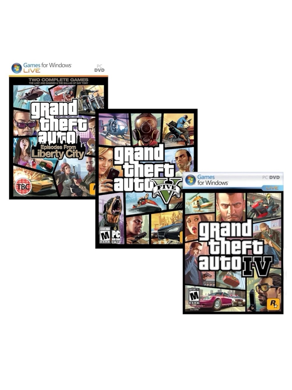 GRAND THEFT AUTO 4,5 LIBERTY CITY LOT PC GAMES - PRE-OWNED (SELLING AS IS!)